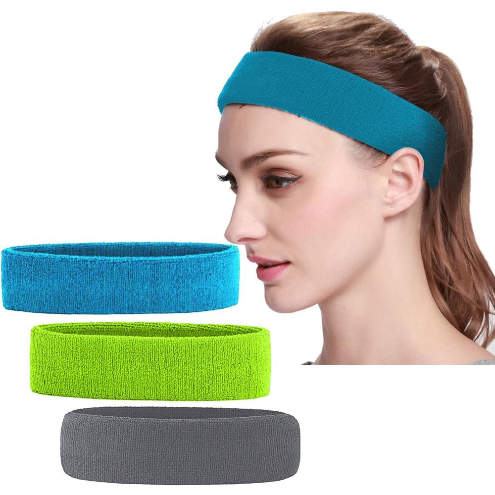 Sports Headbands, Grey, Lake Blue, Purple